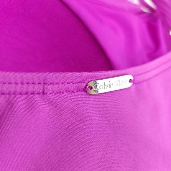 Calvin Klein Purple Pink Rouged Front One Piece Swimsuit Sz 8 - Picture 7 of 10